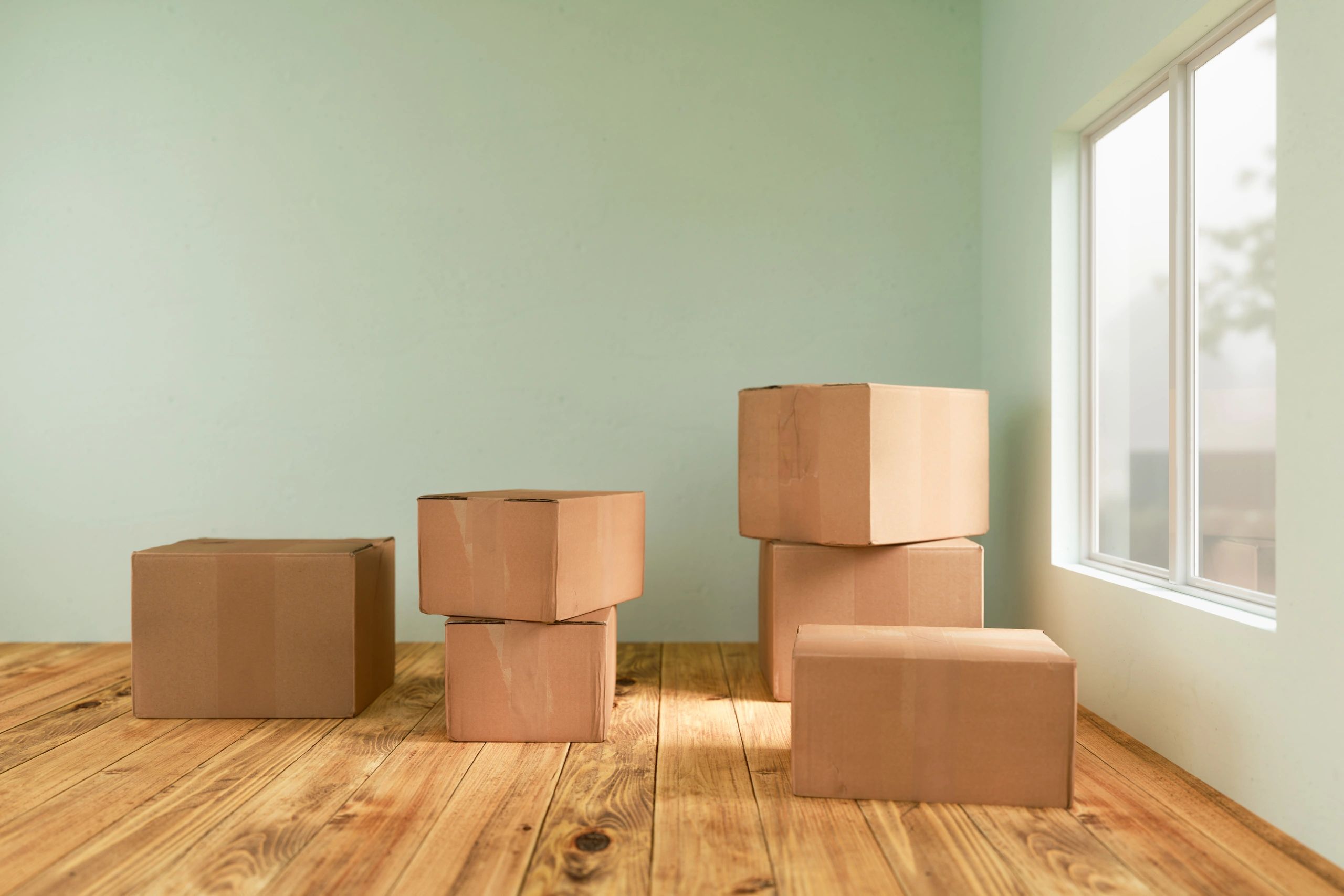 Cardboard boxes arranged for packaging design and sizing