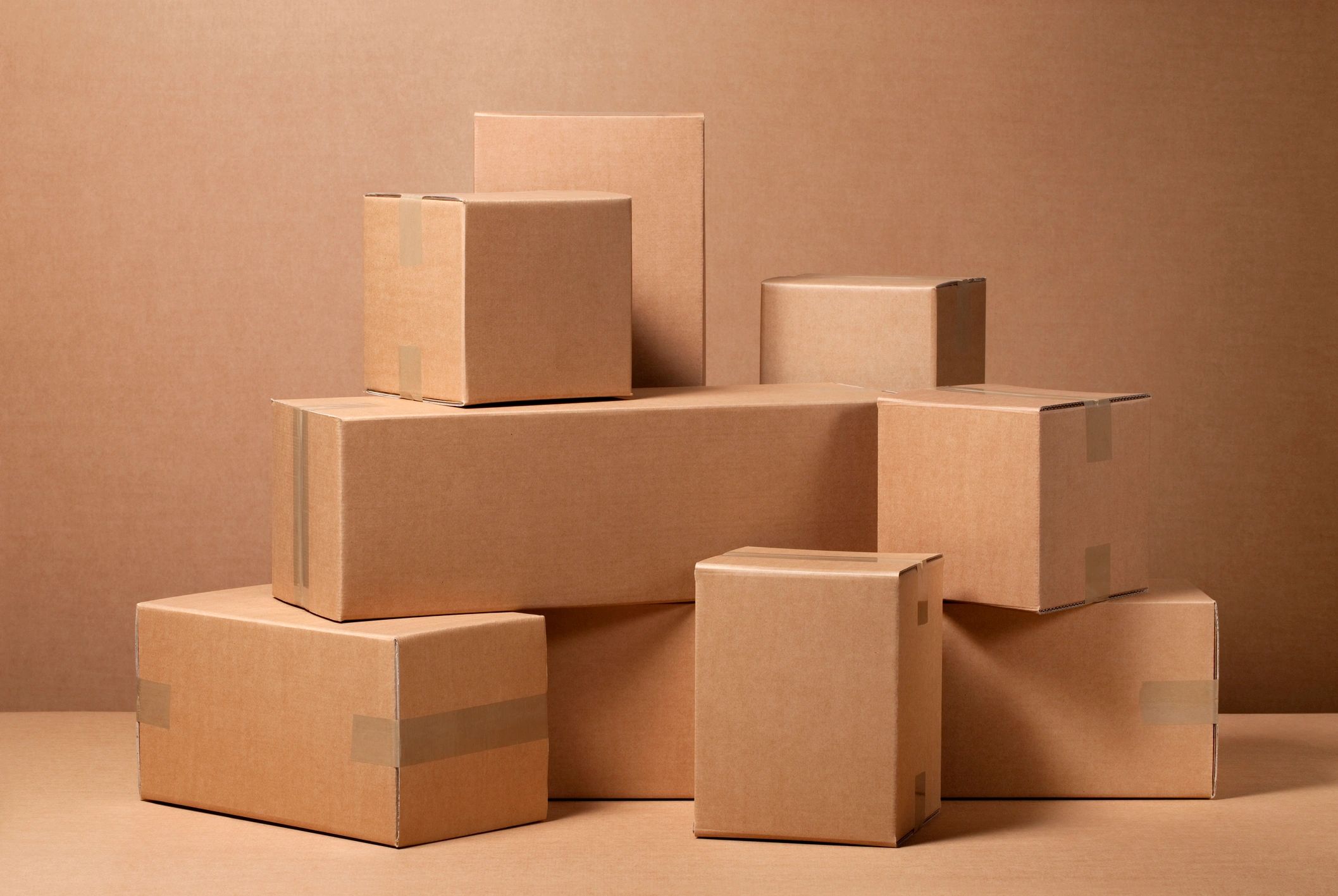 Stacked cardboard packaging boxes
